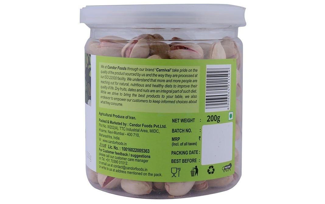 Carnival Roasted & Salted Pistachio    Plastic Jar  200 grams